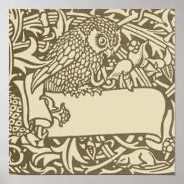 William Morris Owl Floral  Design Poster