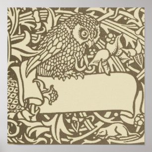 William Morris Owl Floral Design Poster