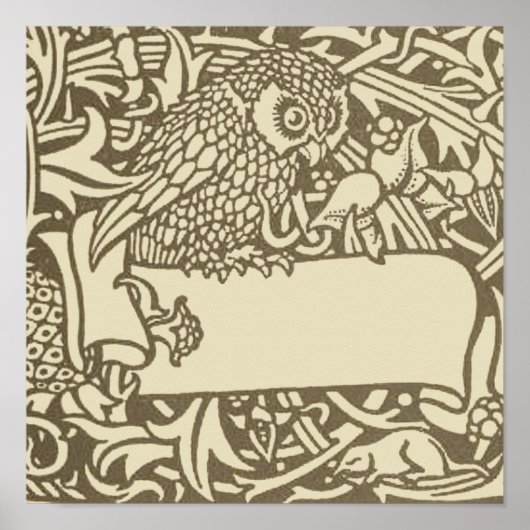William Morris Owl Floral  Design Poster (Voorkant)