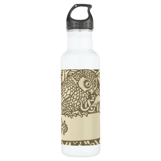 William Morris Owl Floral  Design Waterfles (Voorkant)