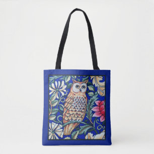 William Morris Owl Tapestry, Beige and Cobalt Blue Draagtas