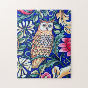 William Morris Owl Tapestry, Beige and Cobalt Blue Legpuzzel