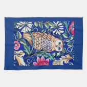 William Morris Owl Tapestry, Beige and Cobalt Blue Theedoek (Horizontaal)