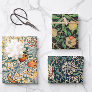 William Morris Pack 3 Papierbladen met onmiddellij Inpakpapier Vel