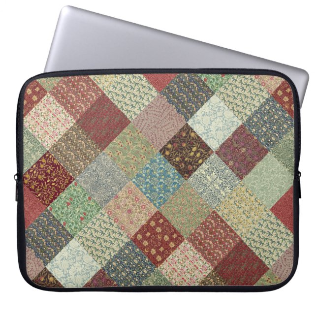 William Morris Patchwork Quilt Laptop Sleeve (Voorkant)