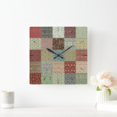 William Morris Patchwork Quilt Timepart Vierkante Klok (Huis)