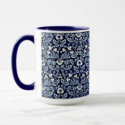William Morris-patroon, Eyebright, marine en wit Mok (Links)