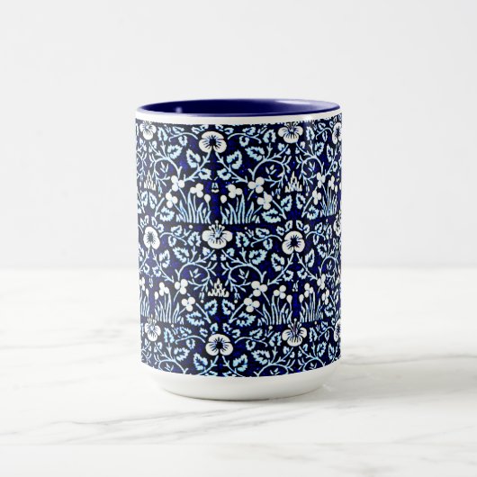 William Morris-patroon, Eyebright, marine en wit Mok (Midden)