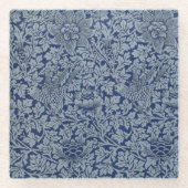 William Morris Pattern Bird en Anemone Glazen Onderzetter (Voorkant)