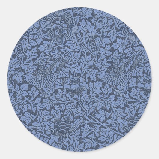 William Morris  Pattern Bird en Anemone Ronde Sticker (Voorkant)