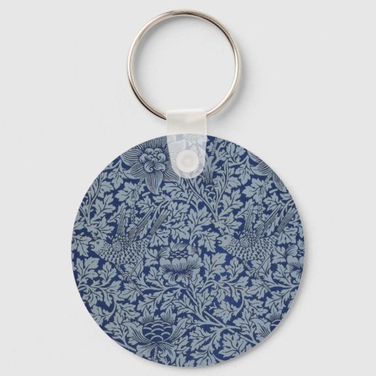 William Morris Pattern Bird en Anemone Sleutelhanger (Voorkant)