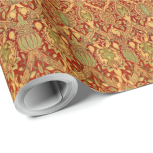  William Morris Pattern Red Turquoise Gold Cadeaupapier