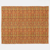  William Morris Pattern Red Turquoise Gold Fleece Deken (Voorkant (Horizontaal))