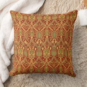 William Morris Pattern Red Turquoise Gold Kussen