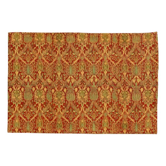 William Morris Pattern Red Turquoise Gold Kussensloop (Achterkant-Links)
