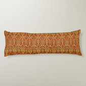 William Morris Pattern Red Turquoise Gold Lichaamskussen (Achterkant)