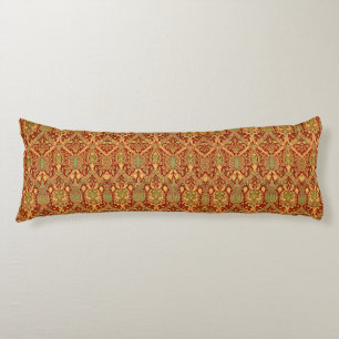 William Morris Pattern Red Turquoise Gold Lichaamskussen
