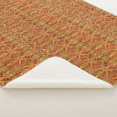 William Morris Pattern Red Turquoise Gold Sherpa Deken (3/4)