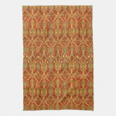 William Morris Pattern Red Turquoise Gold Theedoek (Verticaal)