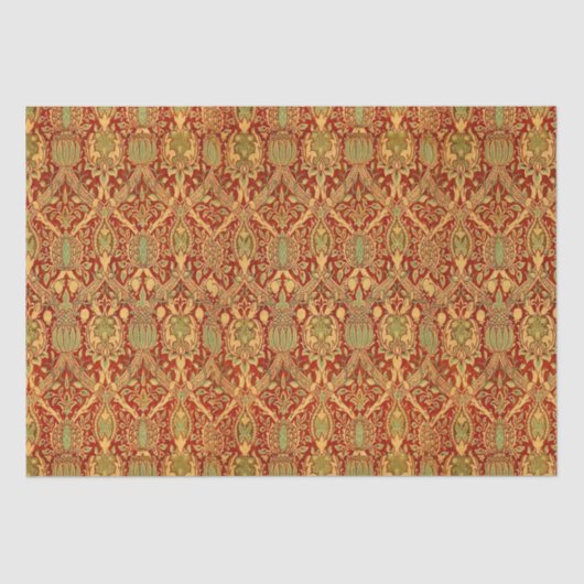  William Morris Pattern Red Turquoise Gold Tissuepapier (Voorkant)