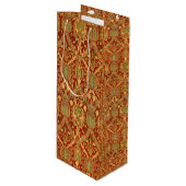 William Morris Pattern Red Turquoise Gold Wijn Cadeautas (Voorkant Gekanteld)