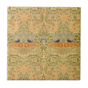 William Morris Pauw Draak Vintage Kunst Ambacht Tegeltje