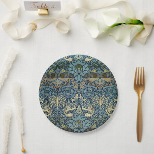 William Morris Pauw en Draak geweven ontwerp Papieren Bordje