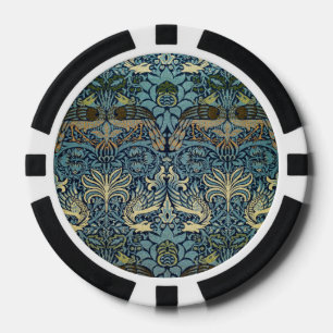 William Morris Pauw en Draak geweven ontwerp Poker Chips