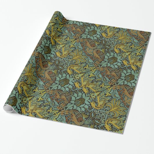 William Morris Peacock Dragon Wallpaper Cadeaupapier (Uitgerold)