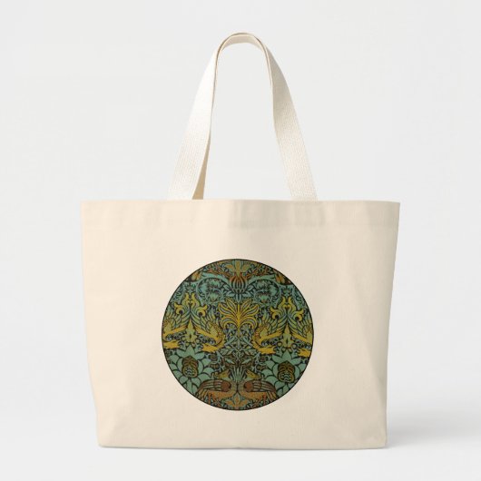 William Morris Peacock Dragon Wallpaper Grote Tote Bag (Voorkant)