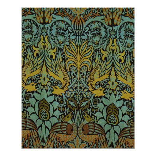 William Morris Peacock Dragon Wallpaper Perfect Poster (Voorkant)