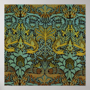 William Morris Peacock Dragon Wallpaper Poster