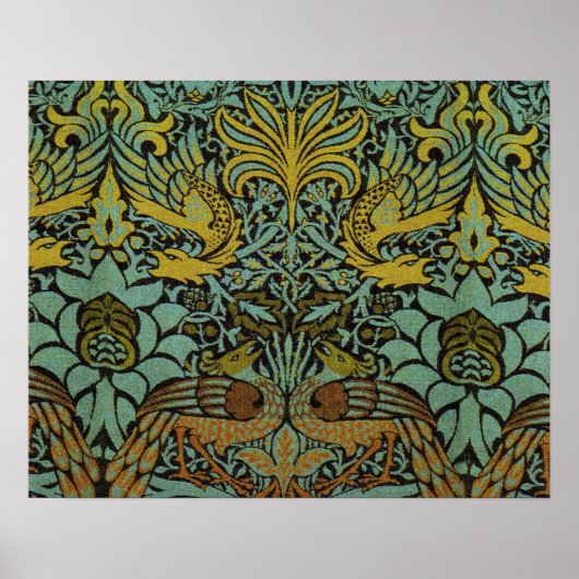 William Morris Peacock Dragon Wallpaper Poster (Voorkant)