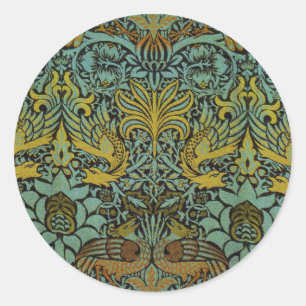 William Morris Peacock Dragon Wallpaper Ronde Sticker
