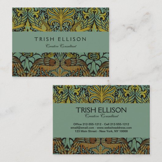 William Morris Peacock Dragon Wallpaper Visitekaartje (Voorkant / Achterkant)