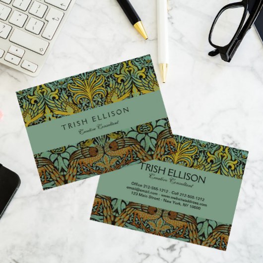 William Morris Peacock Dragon Wallpaper Visitekaartje