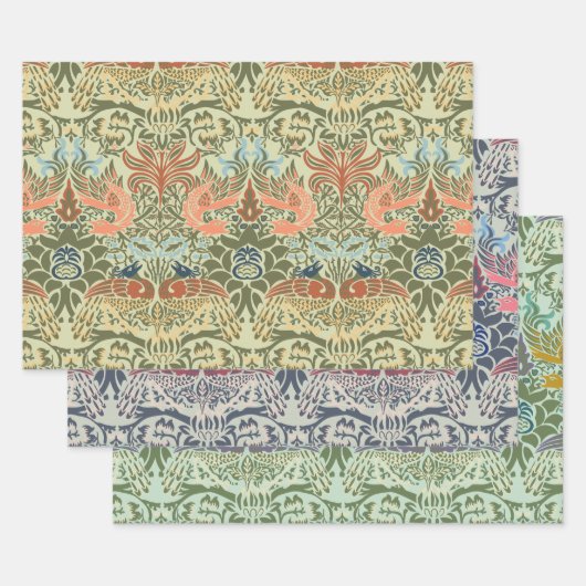 William Morris Peacock en Dragon Inpakpapier Vel (Set)