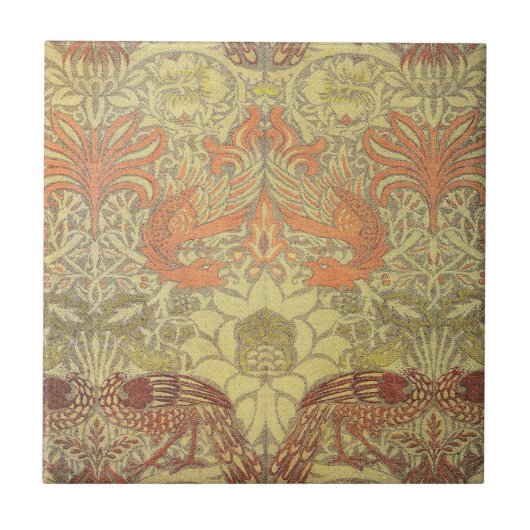William Morris Peacock en Dragon Pattern Tegeltje (Voorkant)