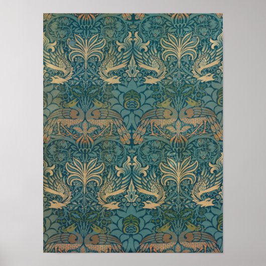 William Morris Peacock en Dragon Textile Design Poster (Voorkant)