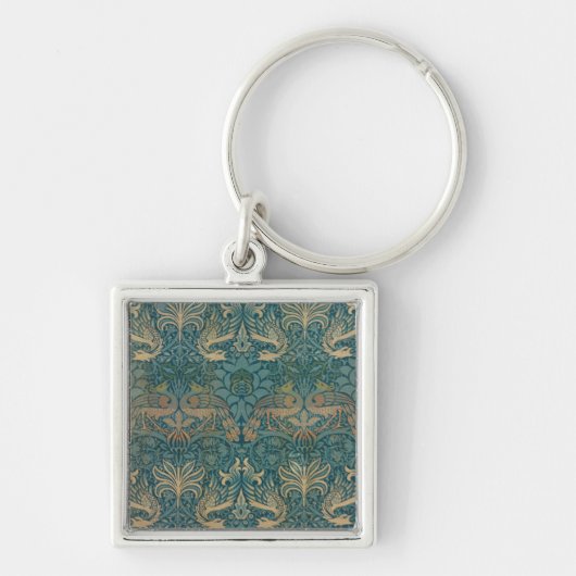 William Morris Peacock en Dragon Textile Design Sleutelhanger (Voorkant)