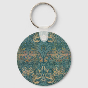 William Morris Peacock en Dragon Textile Design Sleutelhanger