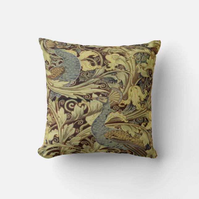 William Morris Peacock Throw Cushion Kussen (Voorkant)