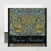William Morris Peacock Wedding Invitations Kaart (Voorkant / Achterkant)