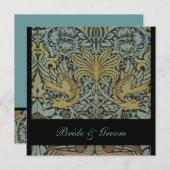 William Morris Peacocks Wedding Invitations Kaart (Voorkant / Achterkant)