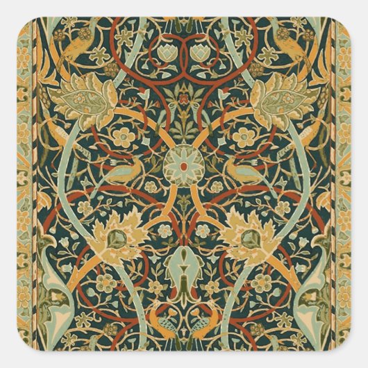 William Morris Persian Oriental Carpet Art Vierkante Sticker (Voorkant)