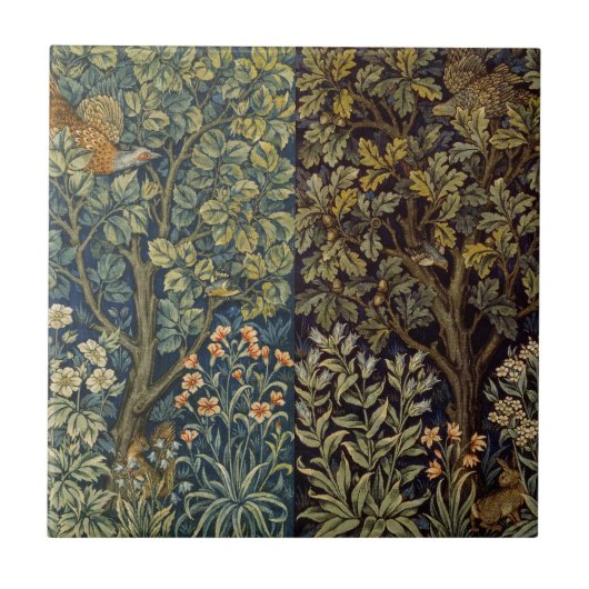 William Morris - Pheasant Bird Tree Botanical Tegeltje (Voorkant)