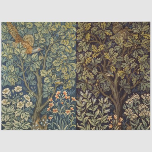 William Morris - Pheasant Bird Tree Botanical Tissuepapier (Voorkant)