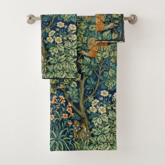 William Morris Phesant Bird  Forest Bad Handdoek (Insitu)