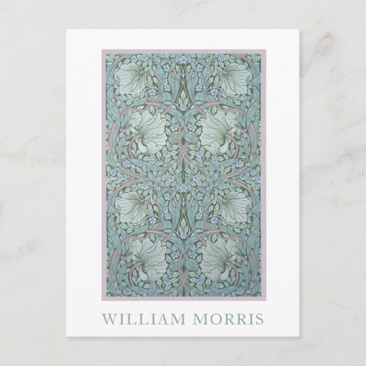 William Morris - Pimpernel: Blauwe & Groene Bloeme Briefkaart (Voorkant)