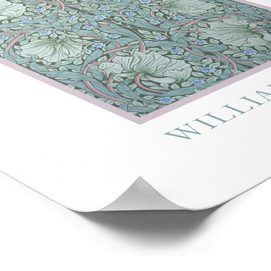 William Morris - Pimpernel: Blauwe & Groene Bloeme Poster (Hoek)
